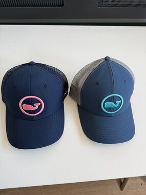 Mena Vineyard Vines Trucker Hat with Pink or Teal Whale Logo